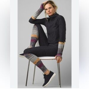 prAna Zandra High-Rise Leggings - Gray Space-Dye & Multi-Stripe Pattern